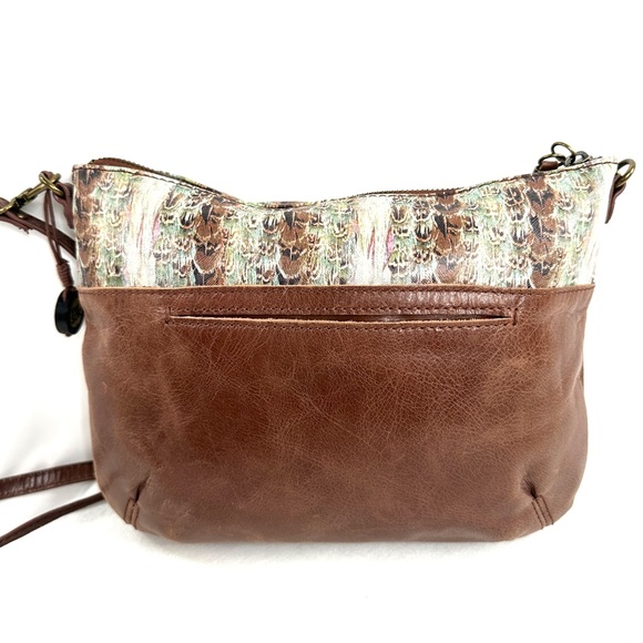 The Sak Brown Leather Green Gray Random Print Small Crossbody Bag Purse Bronze - Picture 4 of 10
